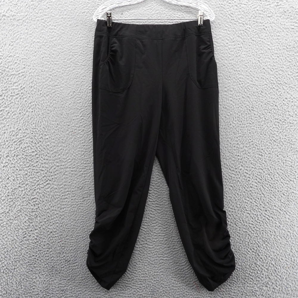 Chicos Zenergy Womens Black Ruched Cropped Athletic Pants Size 0 US Small